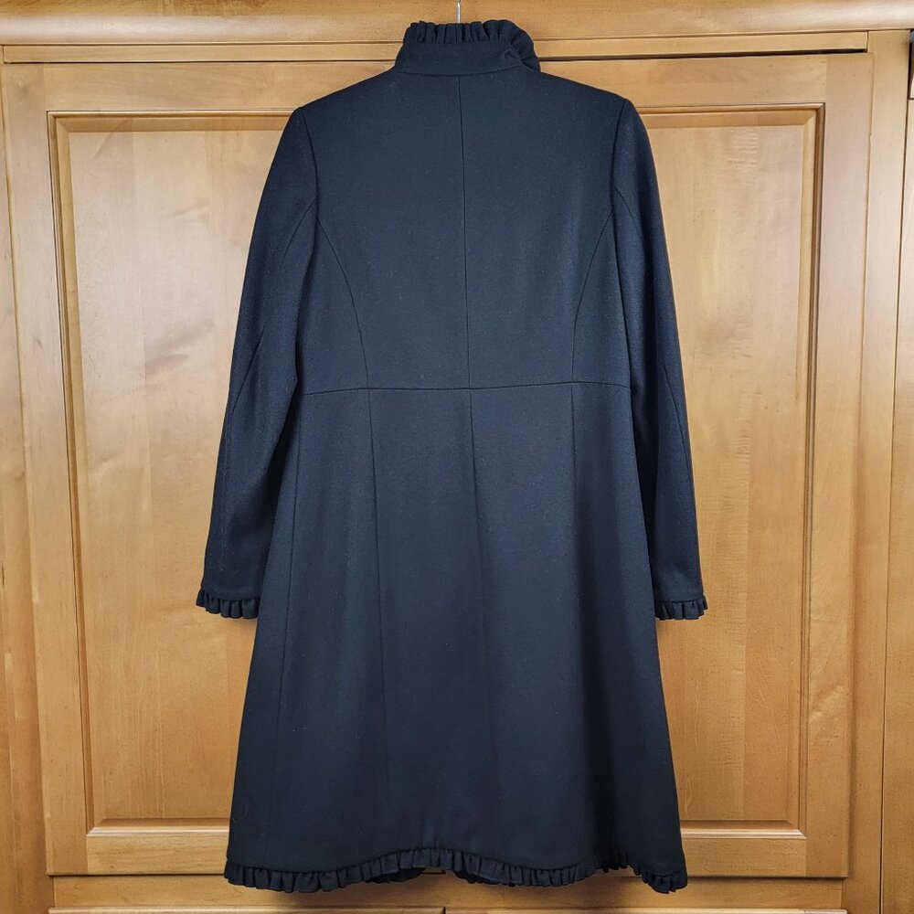 Women's Centigrade Stylish Black Wool Blend Ruffle Overcoat - XS - Picture 4 of 14